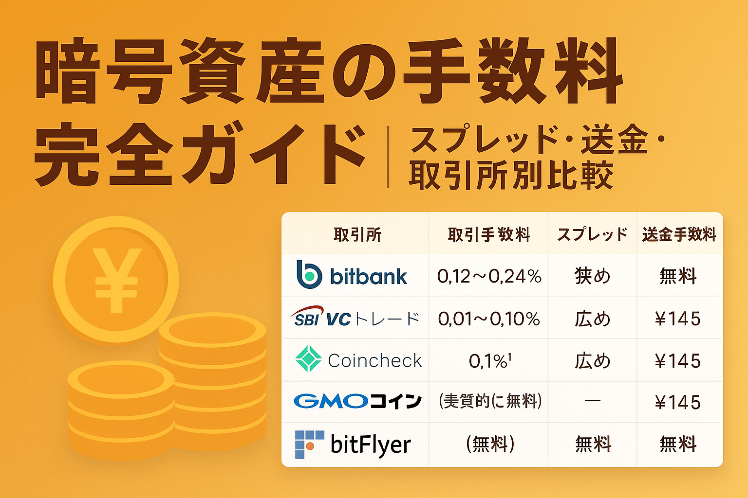 暗号資産、手数料比較