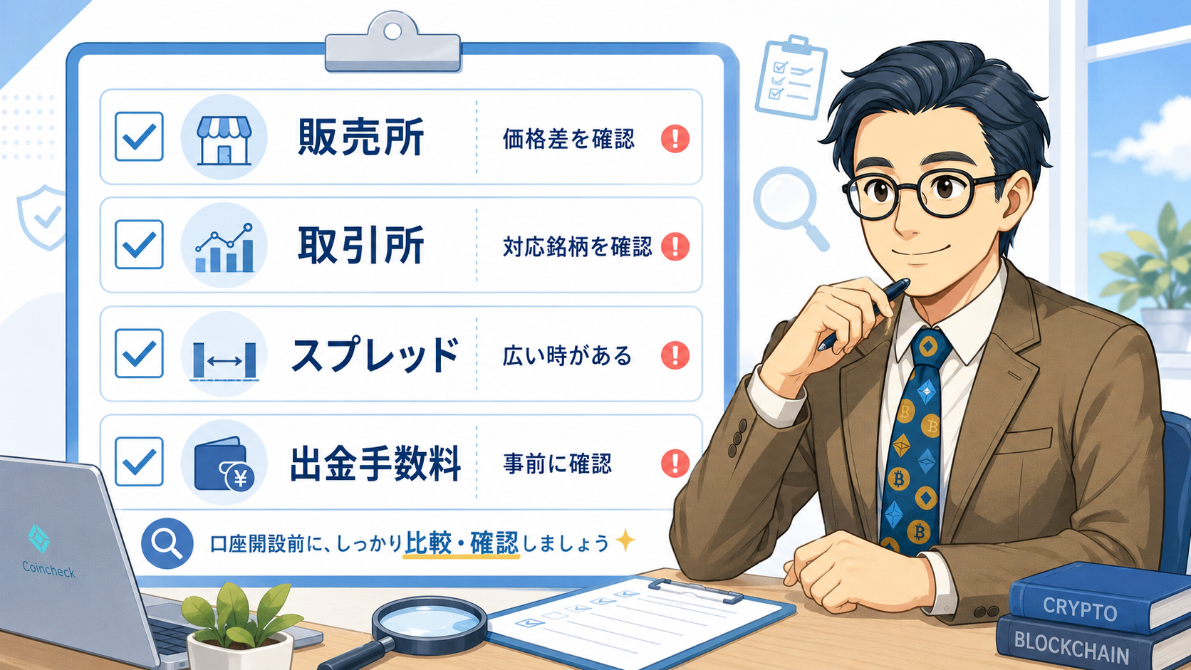 コインチェックの販売所 取引所 スプレッド 出金手数料を確認する挿絵