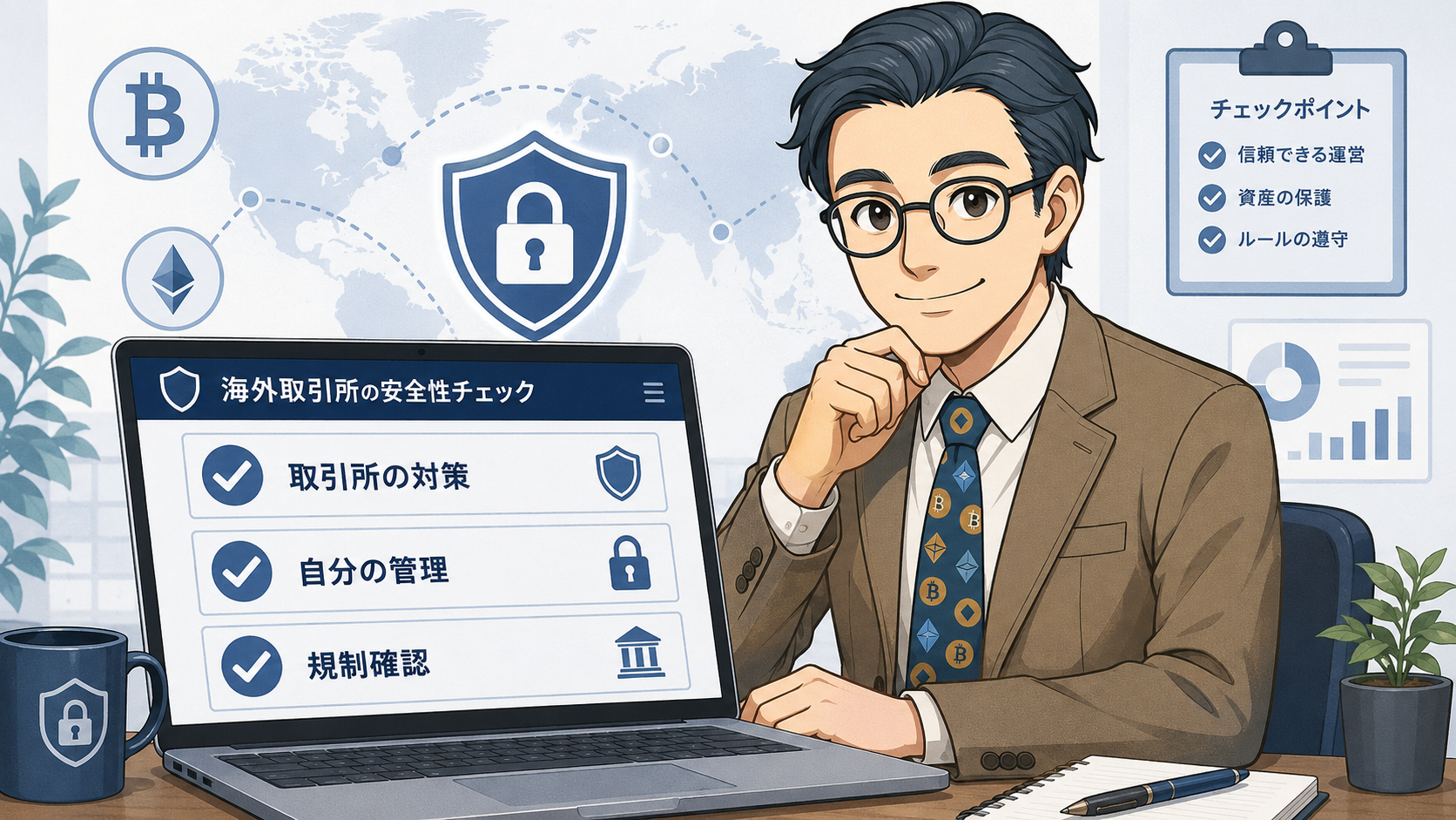 Bybitの安全性を取引所の対策・自分の管理・規制確認の3点で確認する挿絵