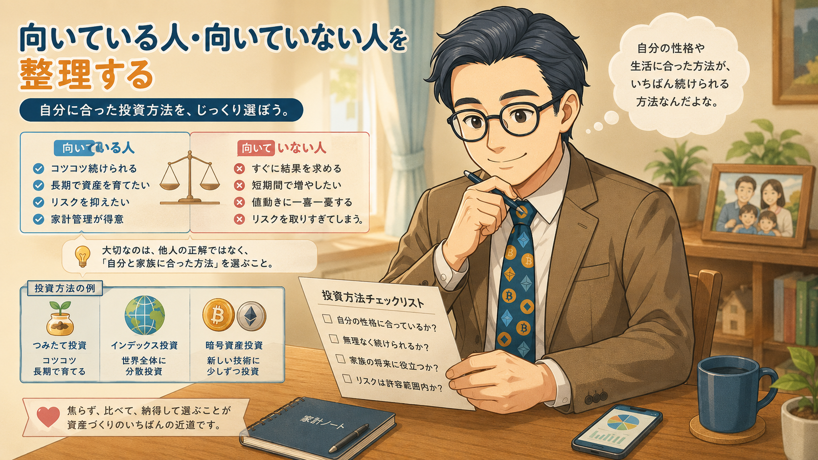 新NISAと暗号資産積立が向いている人と向いていない人を整理する図解