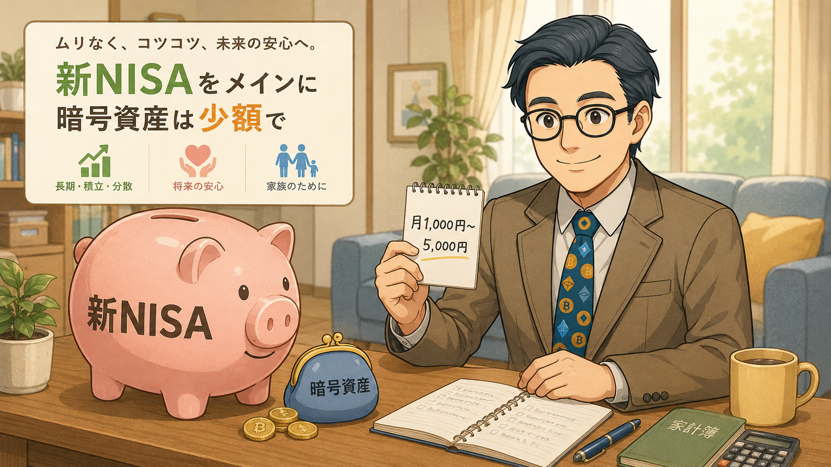 新NISAをメインにして暗号資産積立は少額で考える資産形成の図解