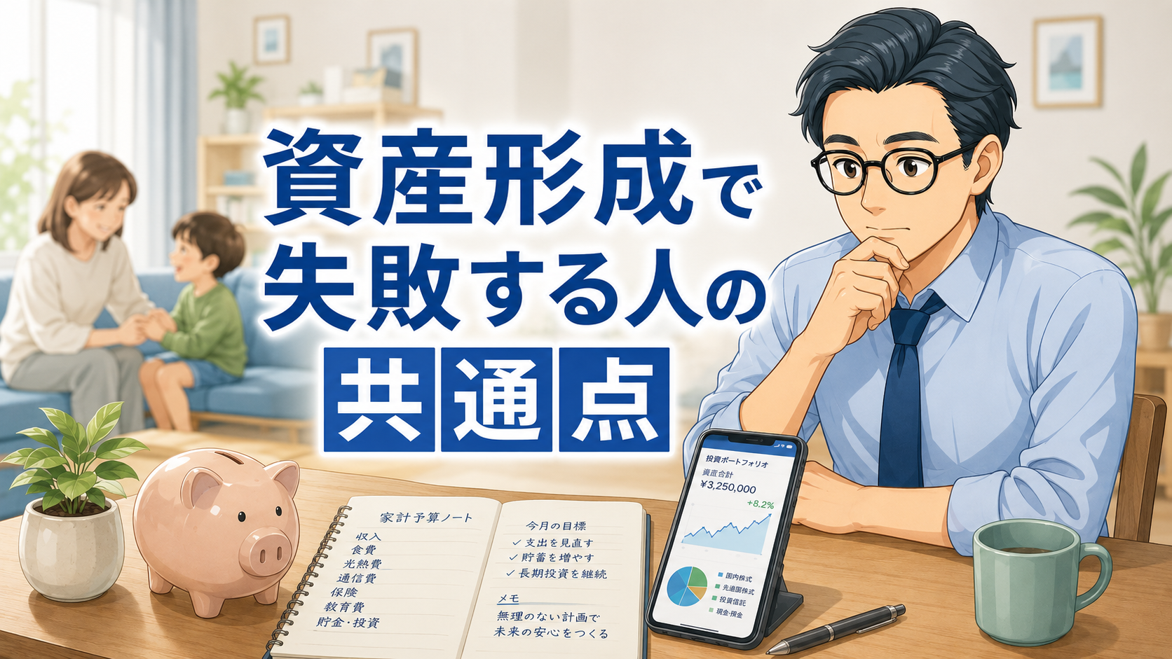 資産形成で失敗する人の共通点を初心者向けに解説するアイキャッチ画像