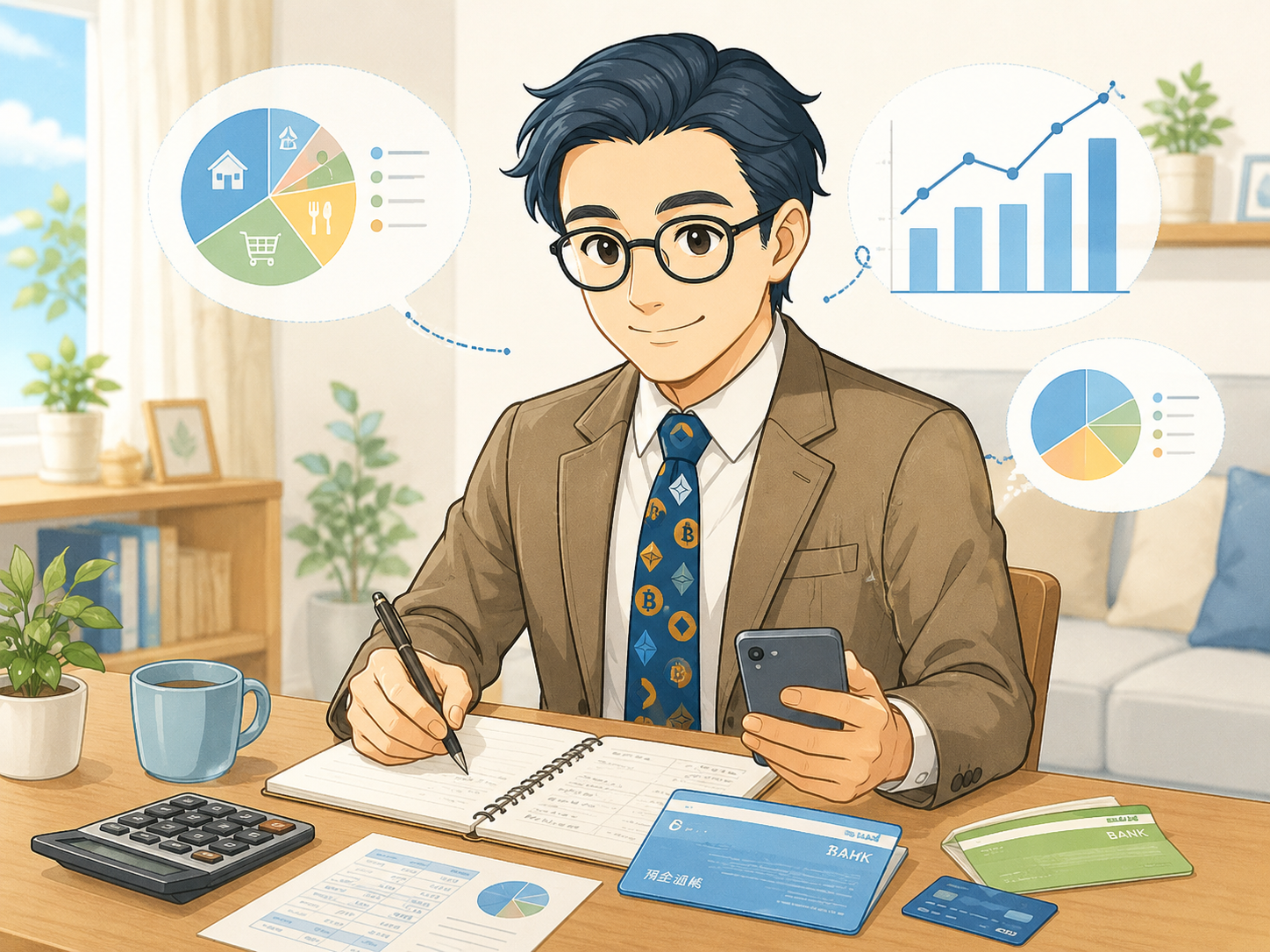 家計管理で収入と支出を見える化し投資に回せる金額を確認するイメージ