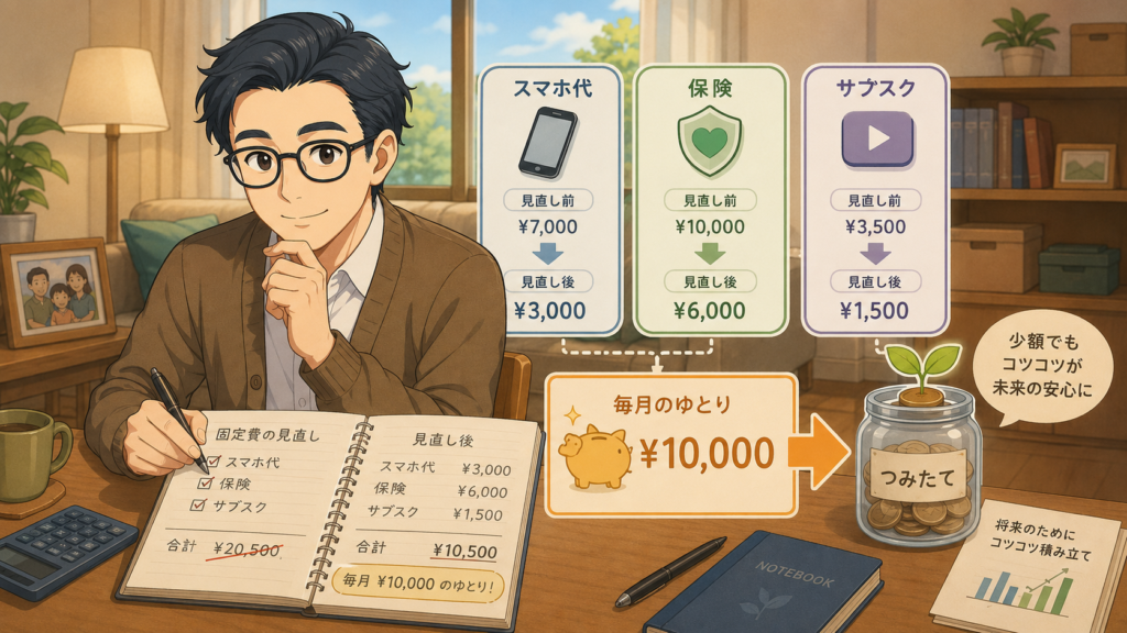 スマホ代・保険・サブスクを見直して毎月のゆとりを作る家計整理の挿絵