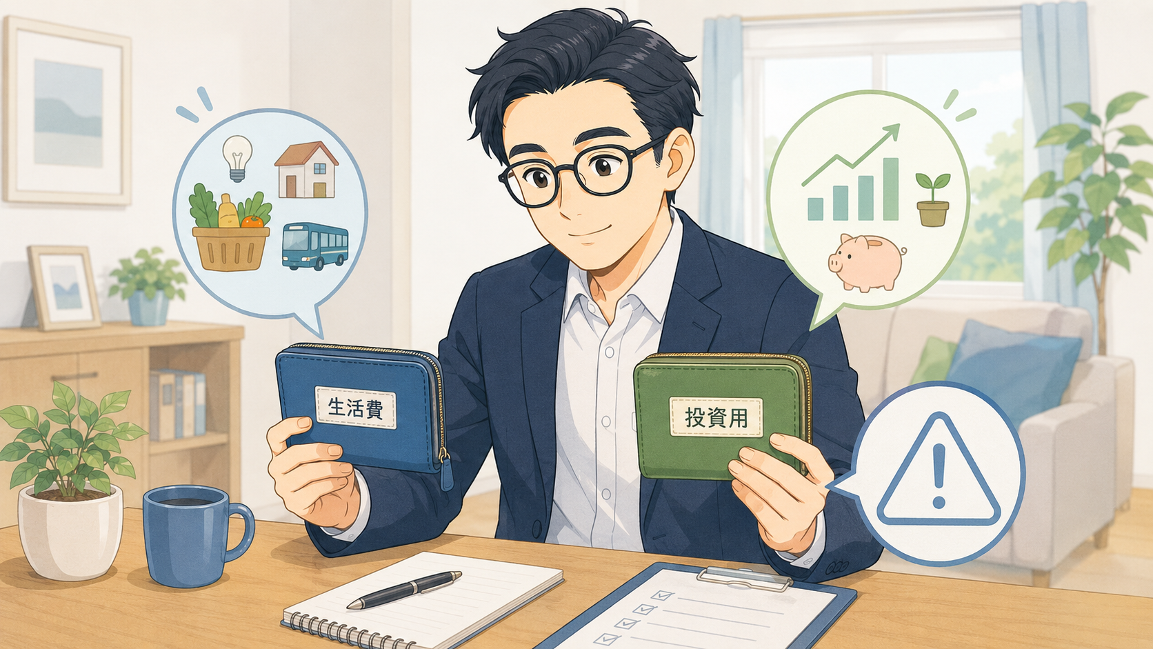 生活費と投資用のお金を分けて新NISAの金額を考えるイメージ