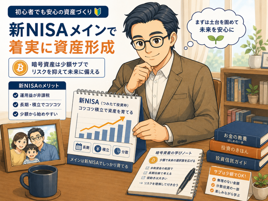新NISAをメインにして着実に資産形成し、暗号資産を少額サブにする考え方