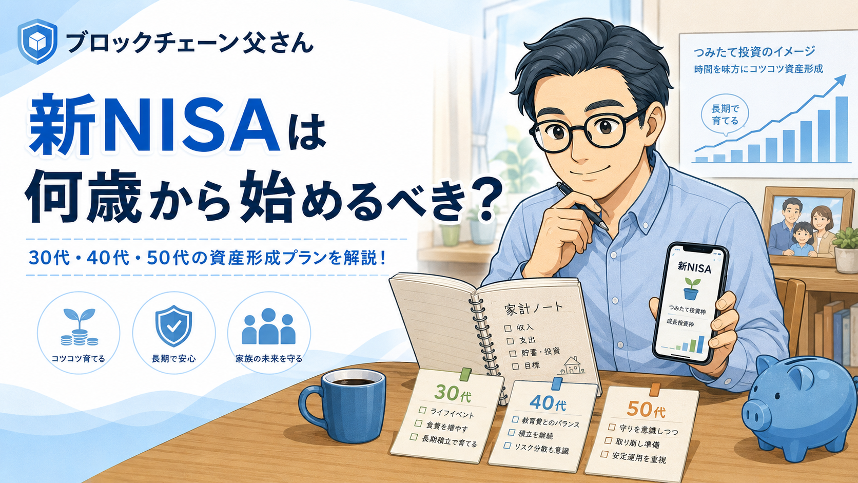 新NISAは何歳から始めるべきかを30代・40代・50代別に解説するアイキャッチ画像