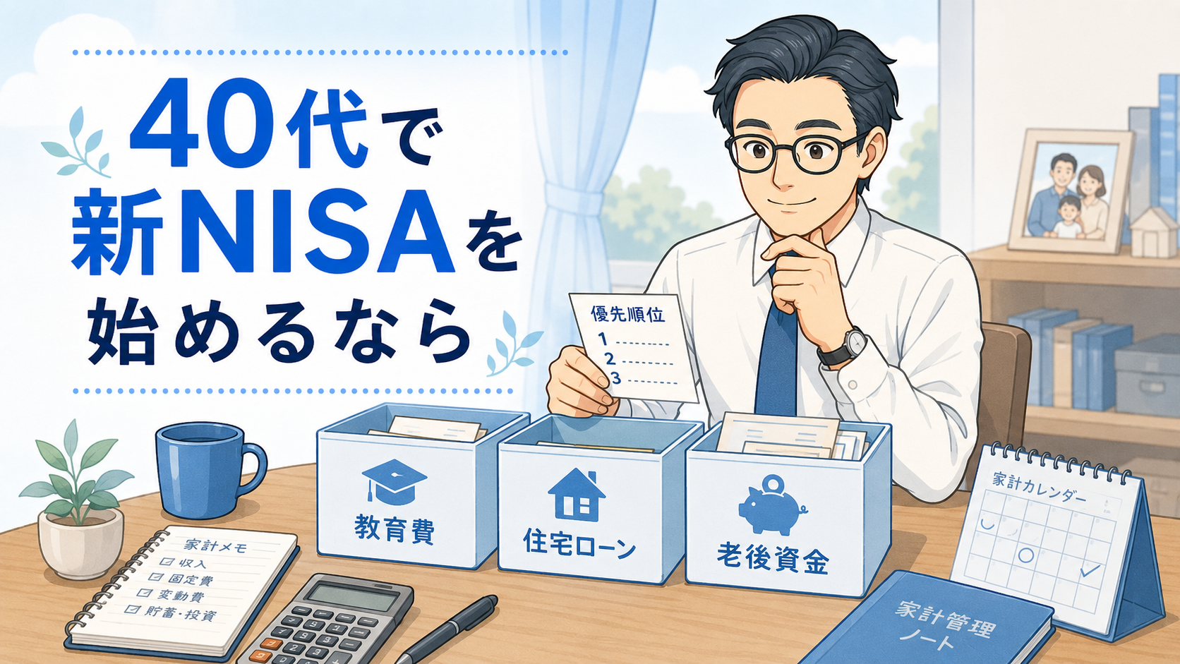 40代で新NISAを始めるなら教育費・住宅ローン・老後資金の優先順位を整理する挿絵