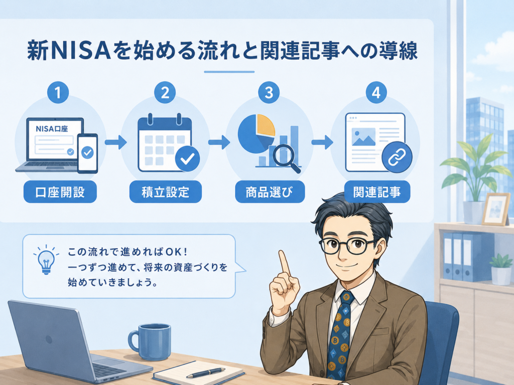 新NISAの口座開設積立設定商品選び関連記事確認までの流れ