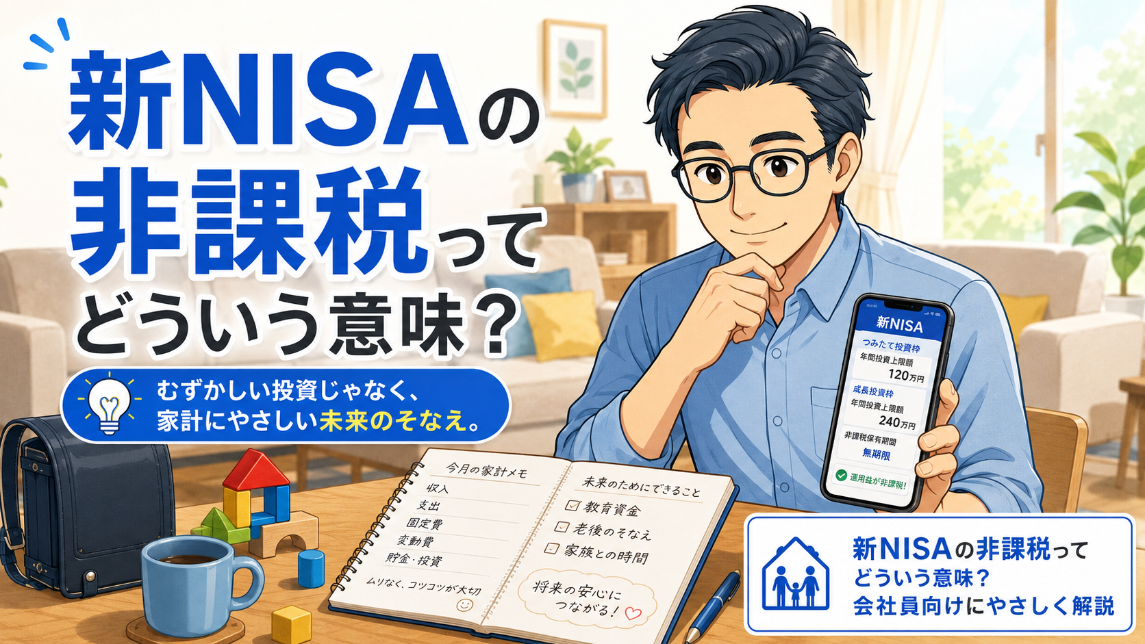 新NISAの非課税の意味を会社員向けにやさしく解説するアイキャッチ画像