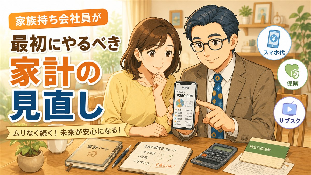 家族持ち会社員がスマホ代や保険やサブスクなど固定費を見直す挿絵
