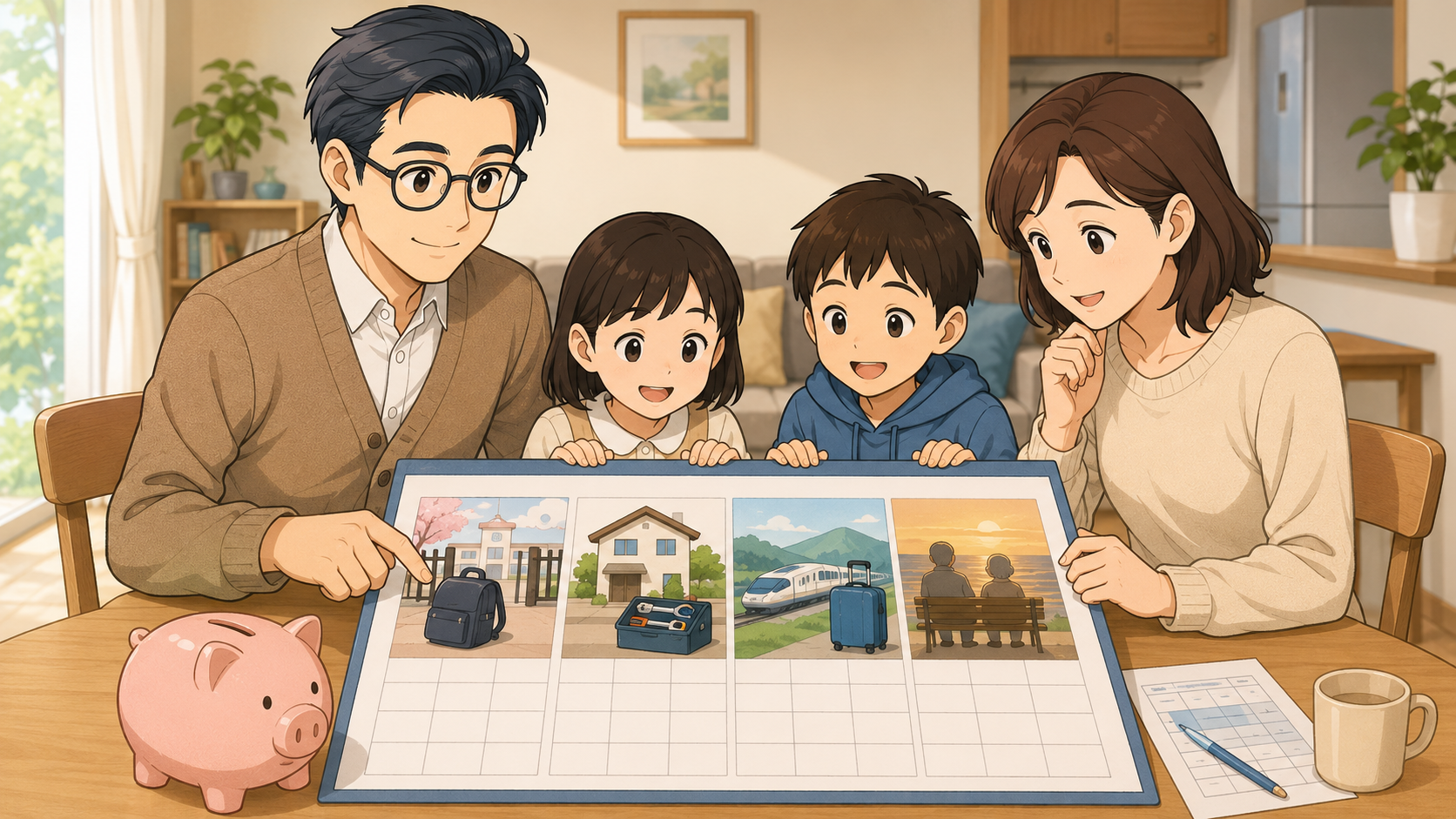 教育・住まい・将来の予定を家族で話し合う様子