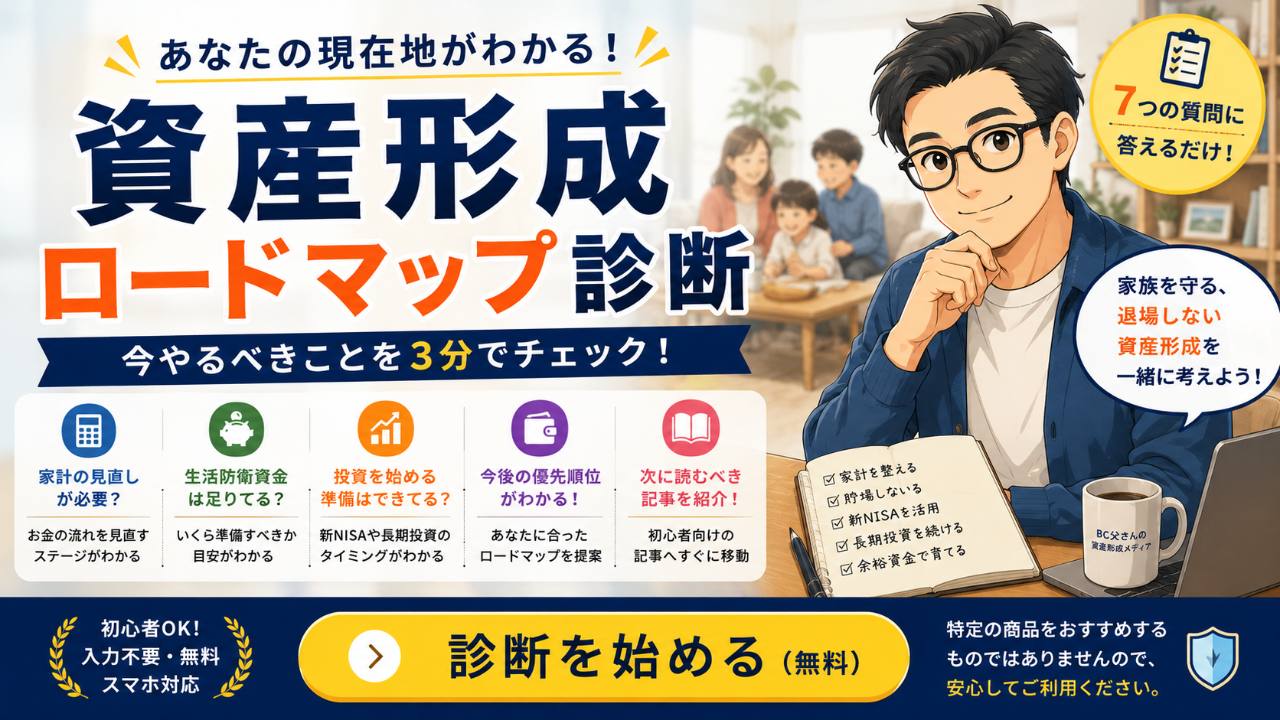 7つの質問で現在地がわかる資産形成ロードマップ診断のアイキャッチ画像