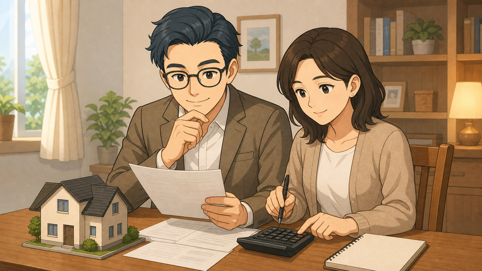 ローン返済と家計を確認するブロックチェーン父さん夫婦