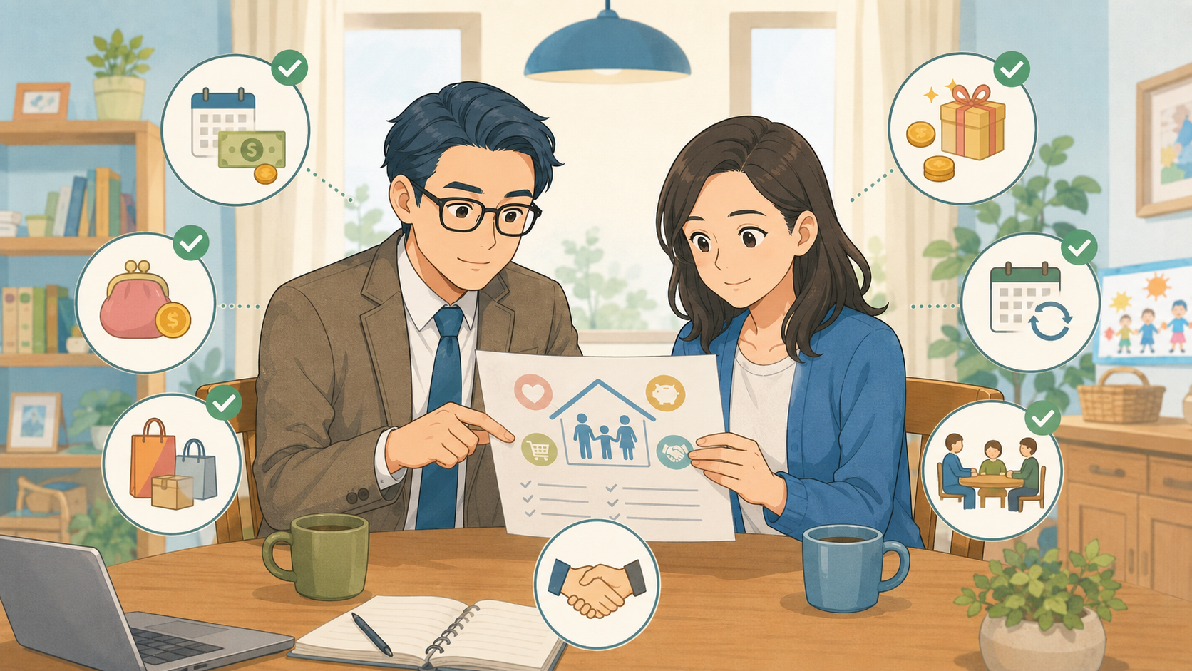 家計管理のルールと予定を確認する共働き夫婦