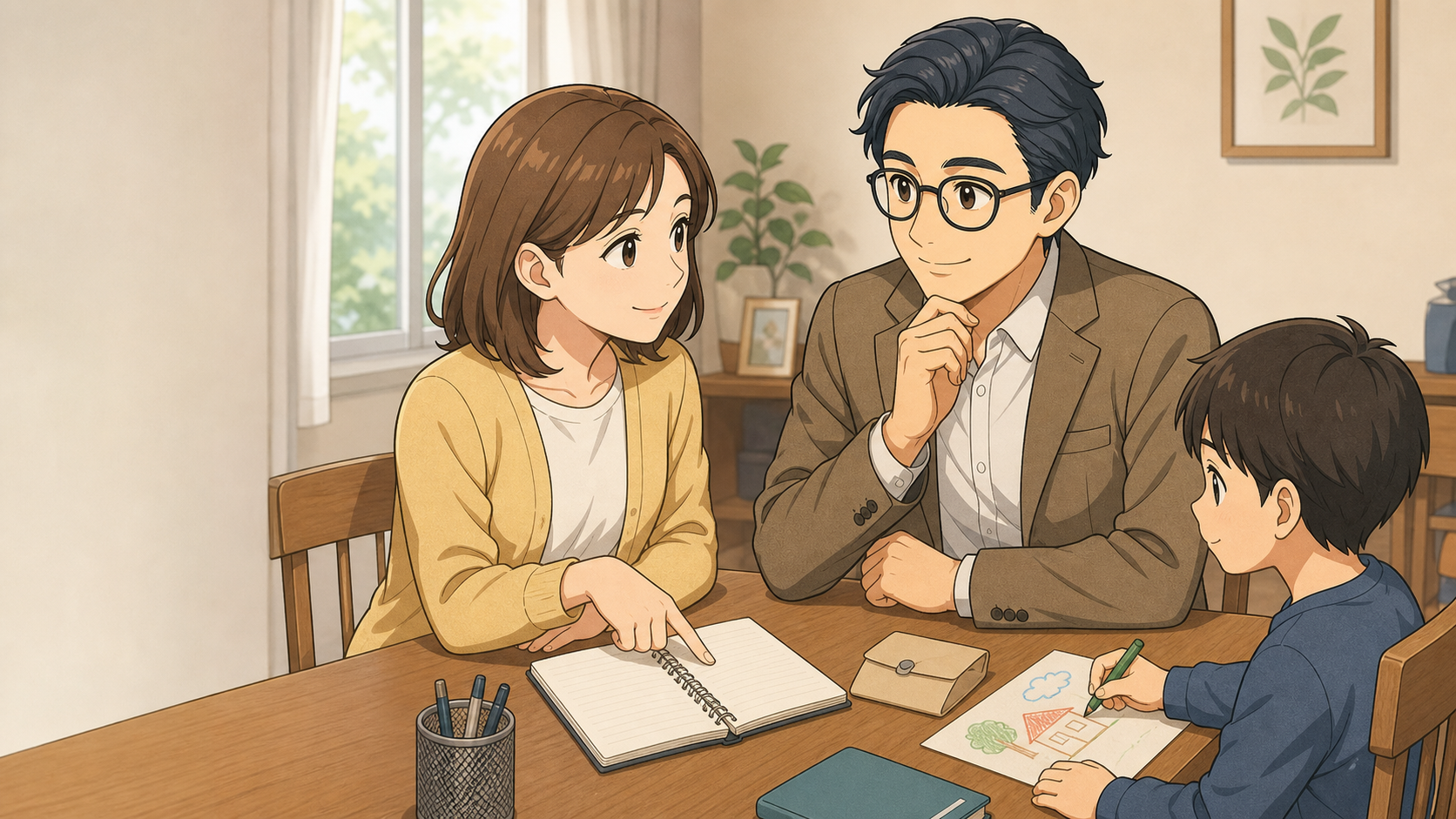 夫婦で家計への不安を話し合う