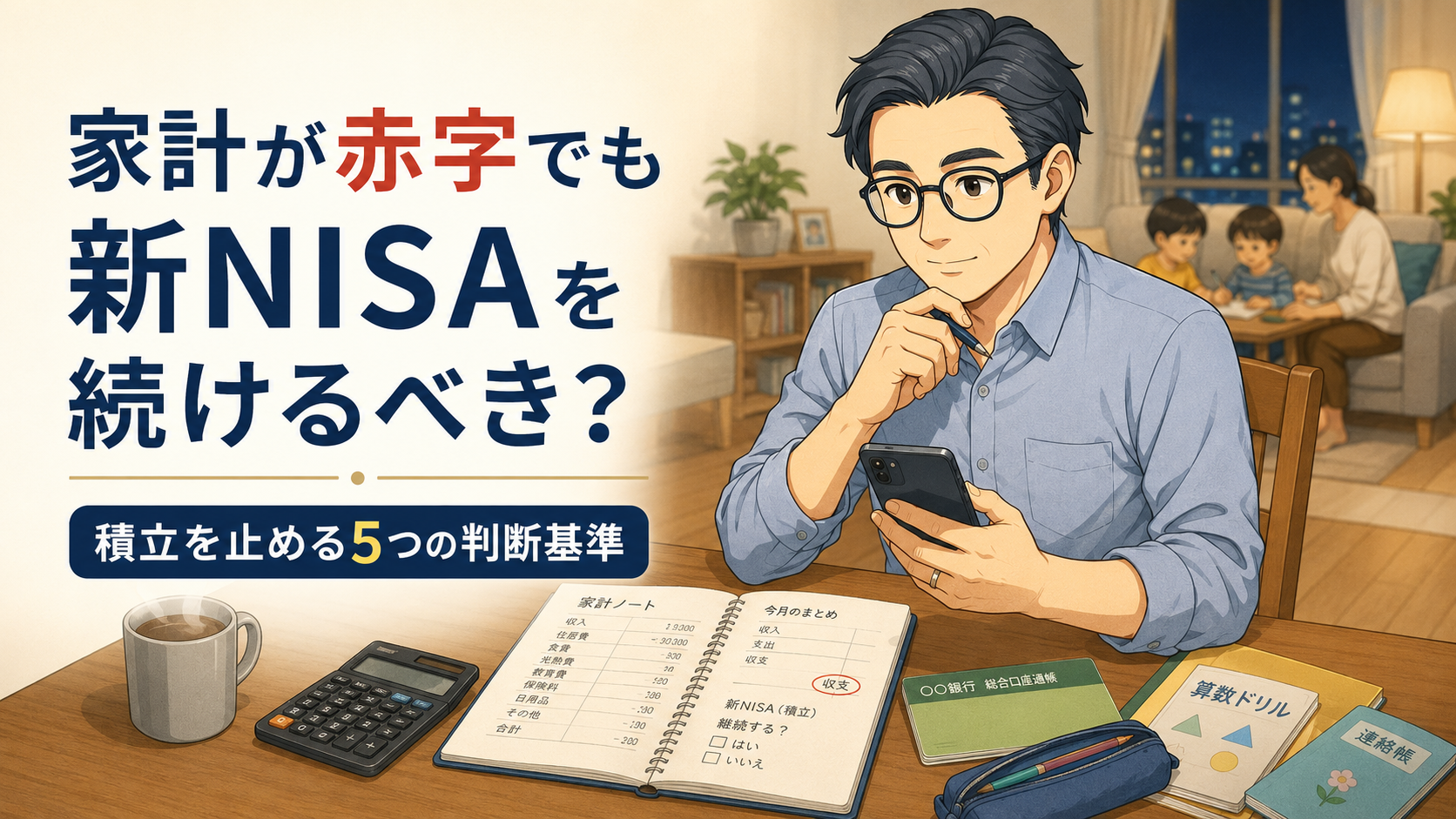 家計が赤字でも新NISAを続けるべきか、積立を止める5つの判断基準を解説するアイキャッチ画像