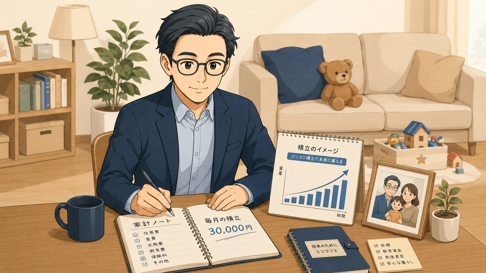 家計を守りながら毎月の積立を続ける資産形成のイメージ