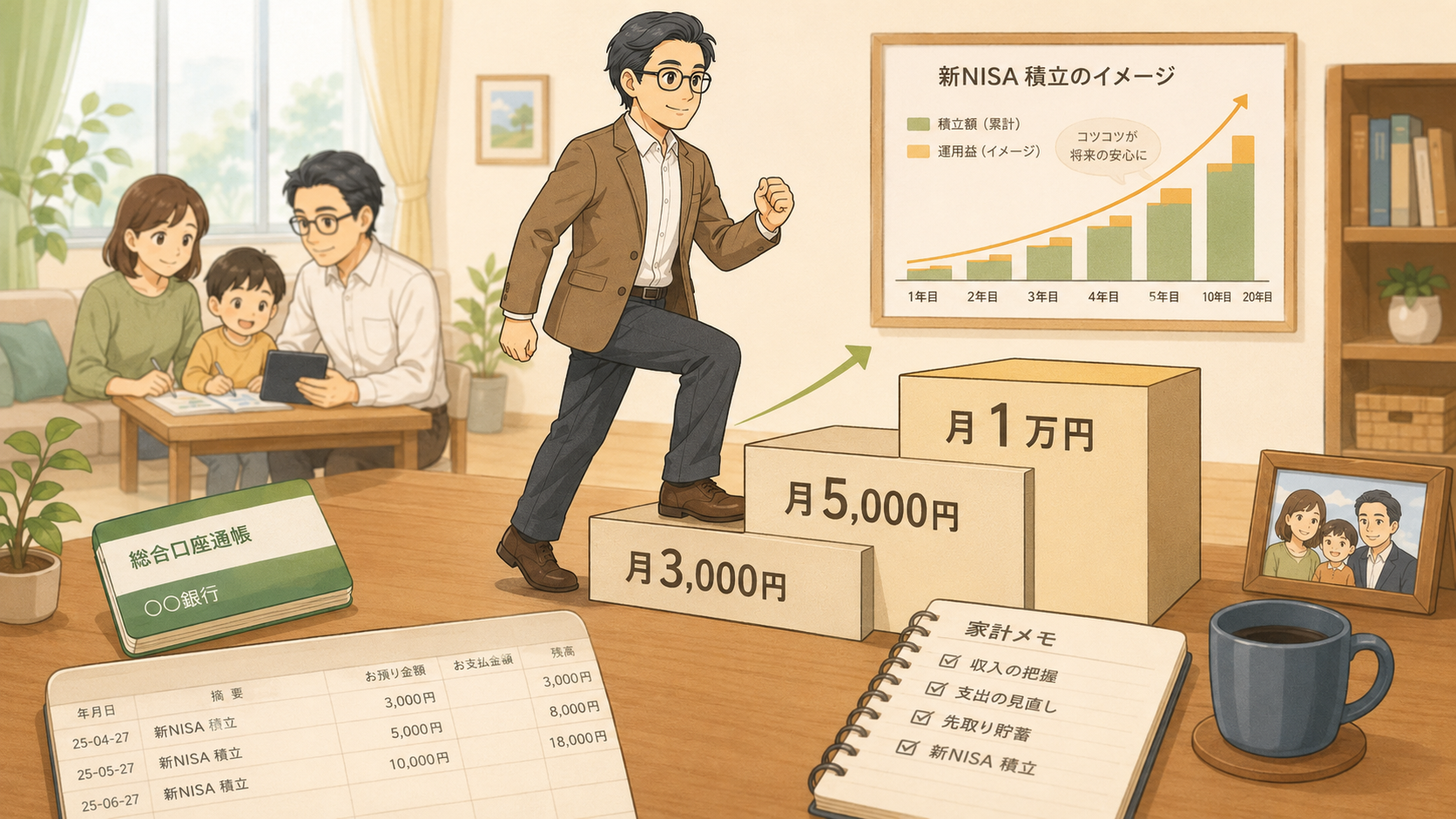 月3000円から少額で新NISA積立を始めるイメージの挿し絵