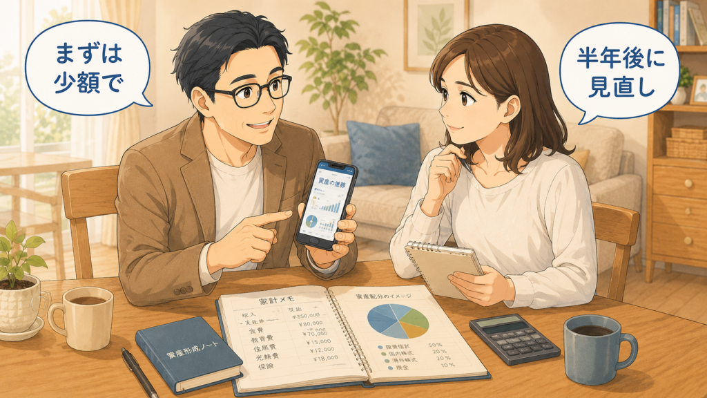 まずは少額で始めて半年後に家族で見直す資産形成の進め方