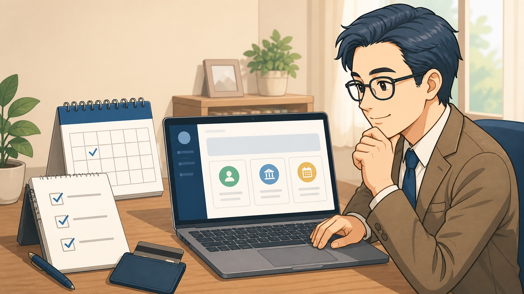 新NISA口座の状態と初回買付日を確認する男性