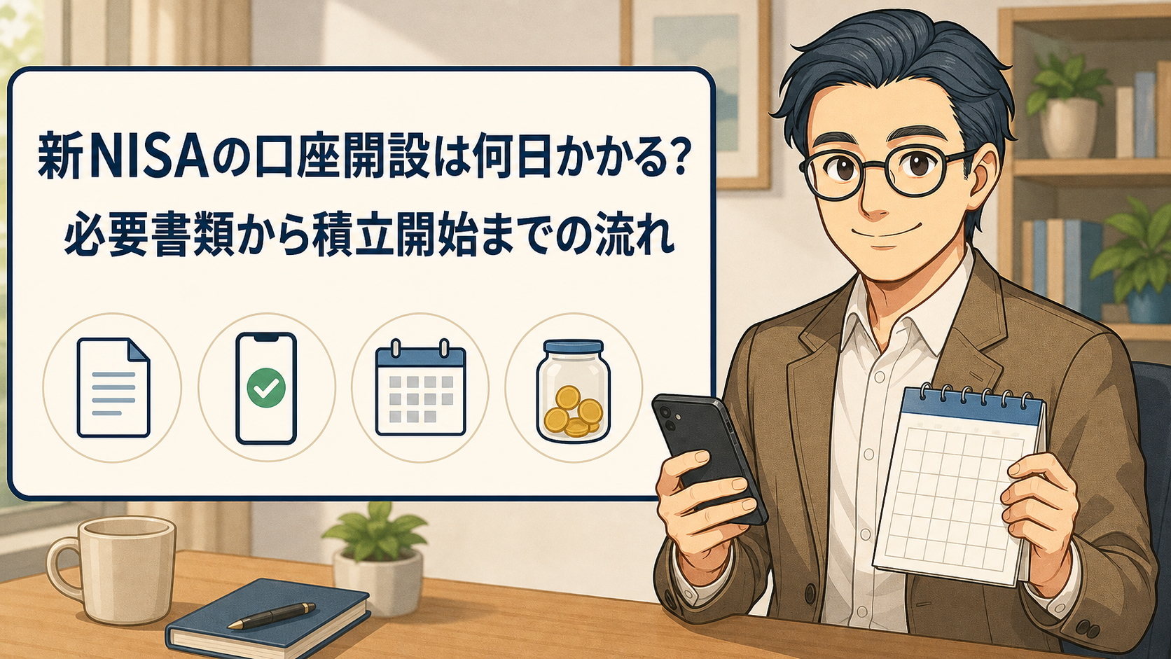 新NISAの口座開設日数と必要書類から積立開始までの流れを案内するBC父さん