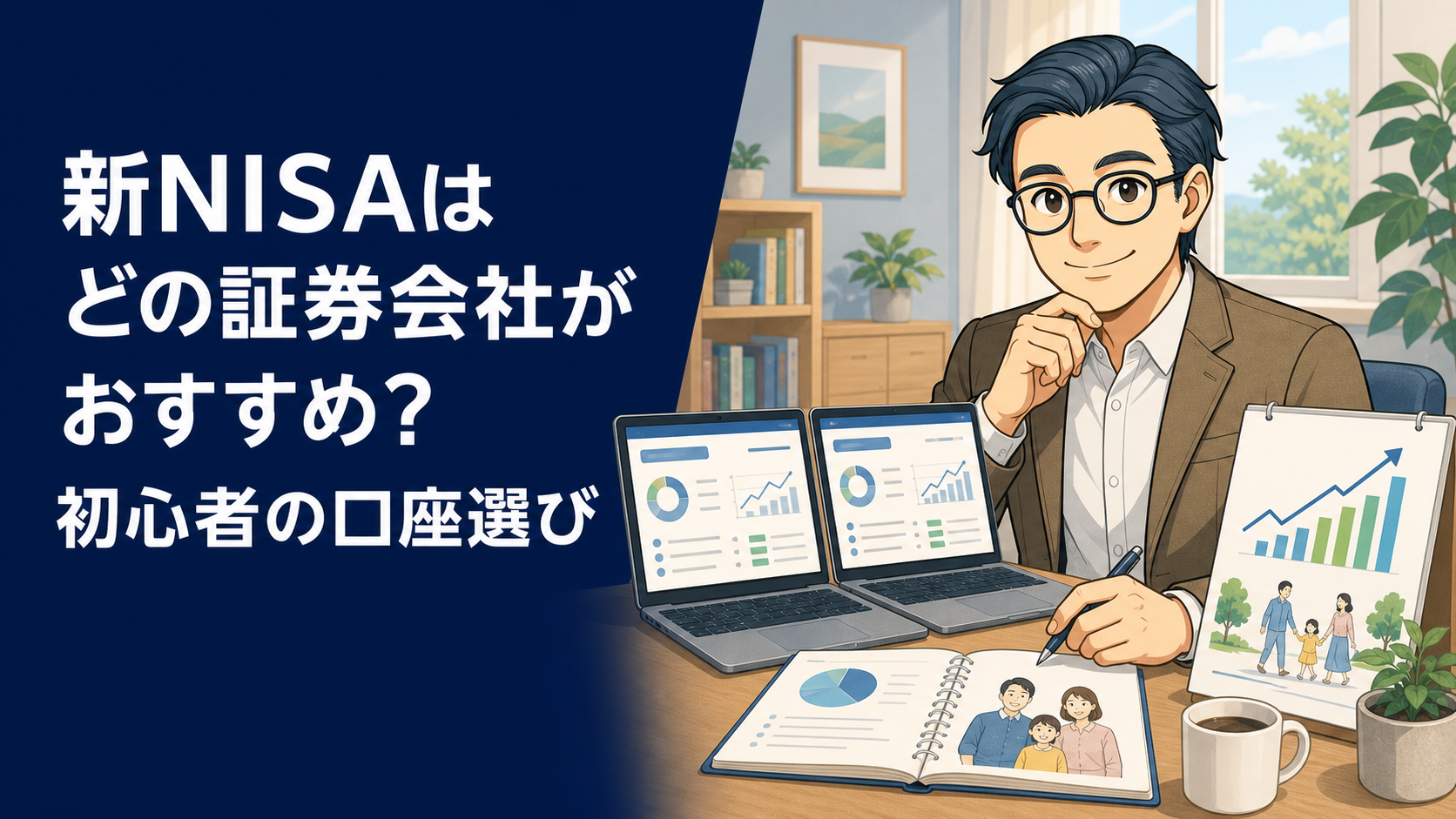 新NISAの証券会社を比較し、家計に合う口座を検討するブロックチェーン父さん