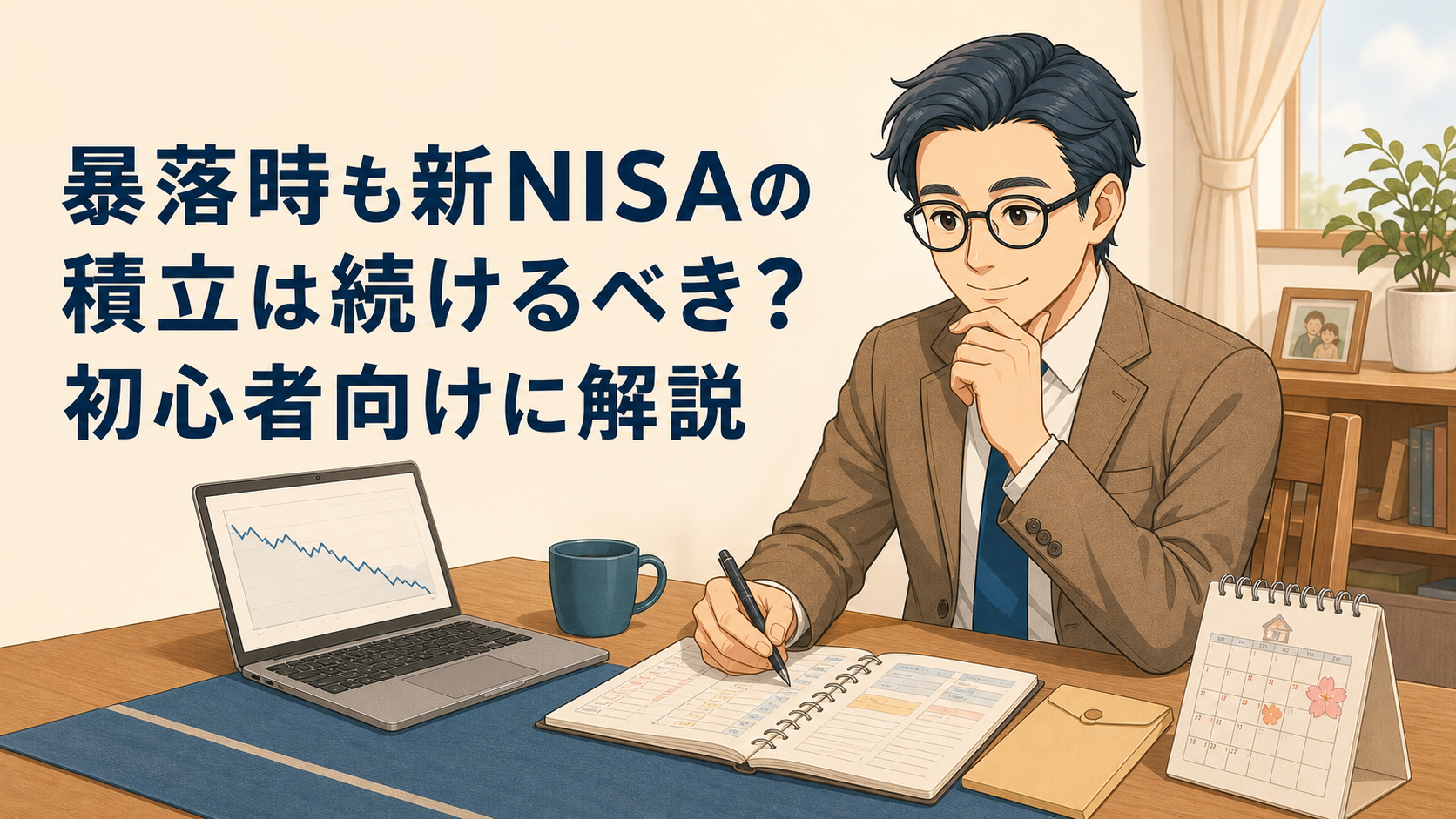 家計簿と下落チャートを確認しながら新NISAの積立を考えるブロックチェーン父さん