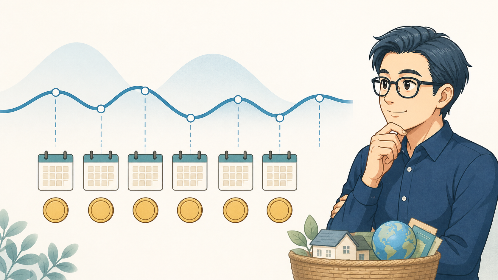 定額積立で購入時期を分散する仕組みを示すイラスト